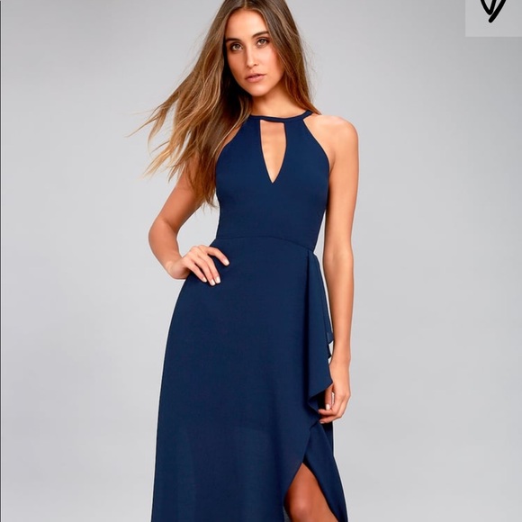 Lulus Dresses & Skirts - Lulu’s Navy Blue I Spy Maxi Dress Side Slit